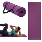 Gaiam Essentials Thick Yoga Mat Fitness & Exercise Mat with Easy-Cinch Carrier Strap, Purple, 72"L X 24"W X 2/5 Inch Thick, 10mm
