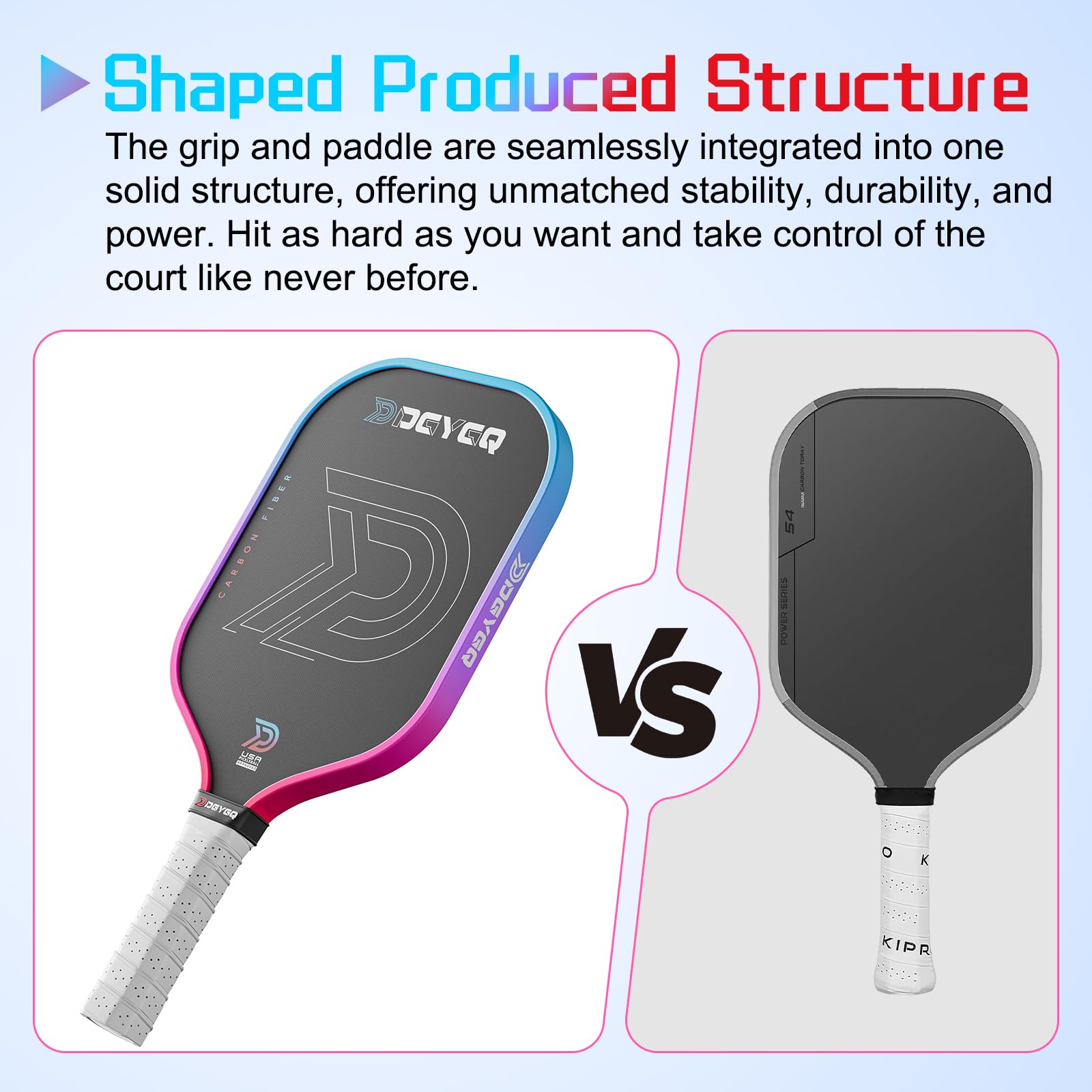 DGYGQ Pickleball Paddles - Professional Carbon Fiber Paddle with Honeycomb Core Pickleball Rackets - Lightweight Precision & Enhanced Shock Absorption for High Spin & Powerful Shots (Red and Blue)