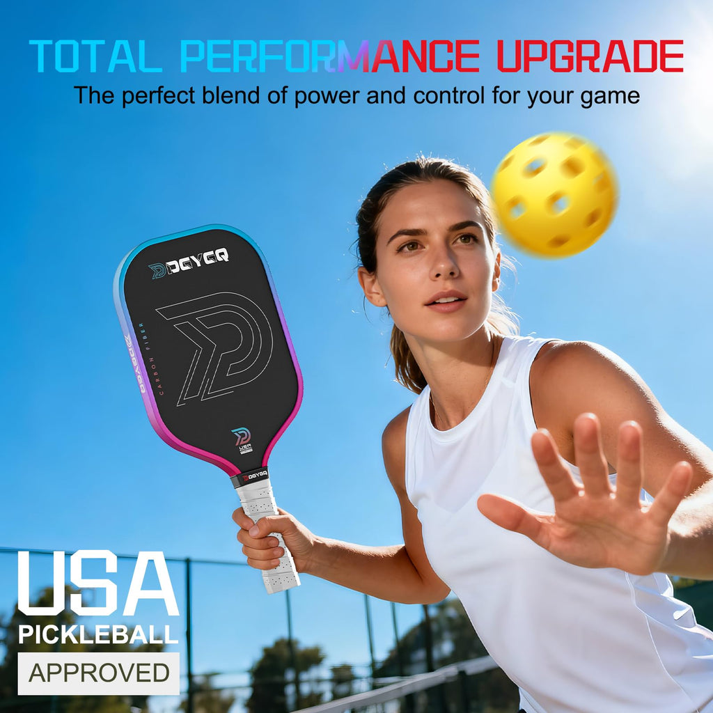 DGYGQ Pickleball Paddles - Professional Carbon Fiber Paddle with Honeycomb Core Pickleball Rackets - Lightweight Precision & Enhanced Shock Absorption for High Spin & Powerful Shots (Red and Blue)
