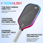 DGYGQ Pickleball Paddles - Professional Carbon Fiber Paddle with Honeycomb Core Pickleball Rackets - Lightweight Precision & Enhanced Shock Absorption for High Spin & Powerful Shots (Red and Blue)