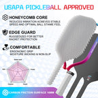 DGYGQ Pickleball Paddles - Professional Carbon Fiber Paddle with Honeycomb Core Pickleball Rackets - Lightweight Precision & Enhanced Shock Absorption for High Spin & Powerful Shots (Red and Blue)