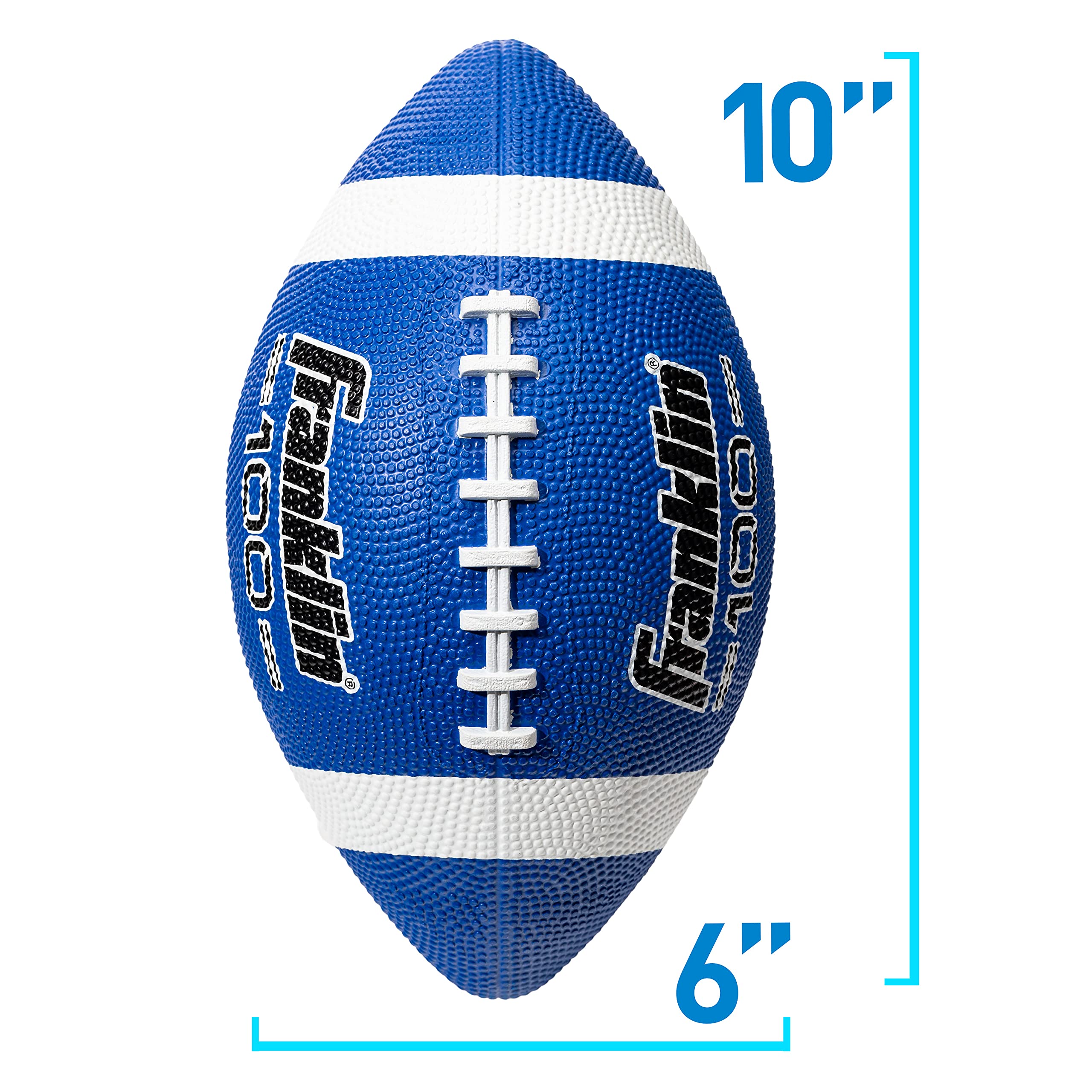 Franklin Sports Junior Football - Grip-Rite 100 Rubber Youth Ball, Blue/White