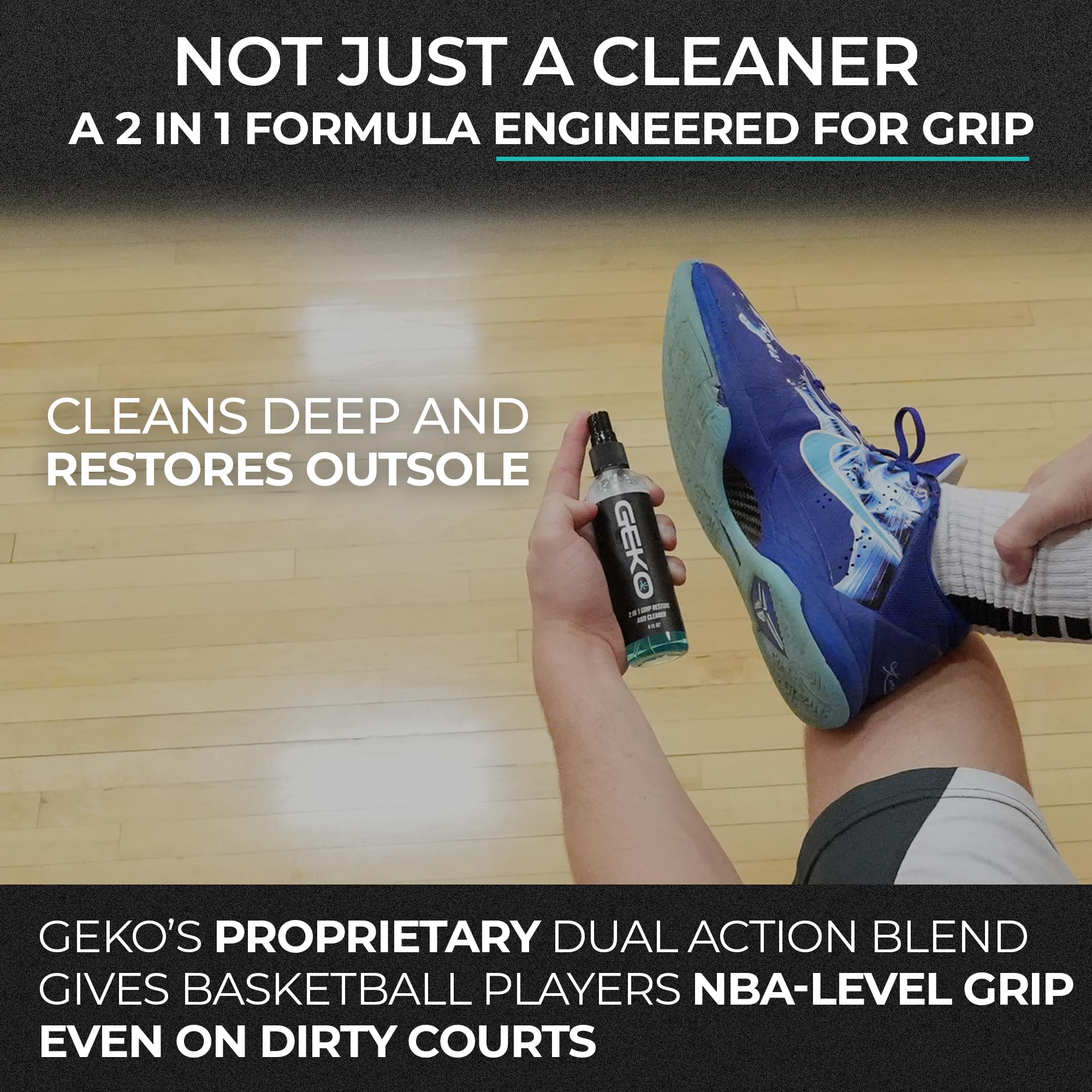 Geko 2 in 1 Grip Restore and Cleaner - #1 Sport Cleaner Formulated for Grip - Grip Spray for Golf, Football, Baseball, Basketball, Soccer, Tennis, Pickleball, Volleyball - Removes Dirt And Oil